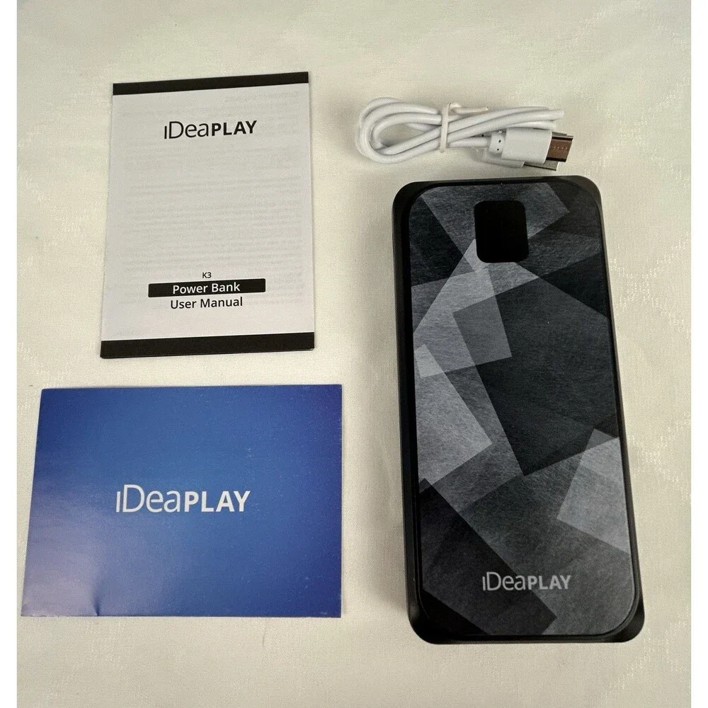 iDeaPLAY 10000mAh External Battery Power Bank Black & Gray Lot/2 Tested Working